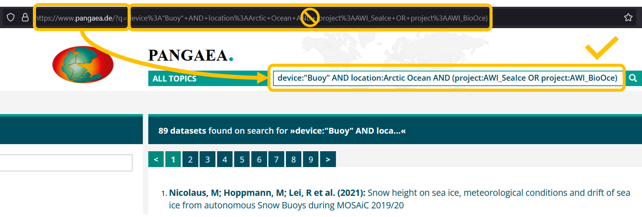 Copy your query from the website's search bar