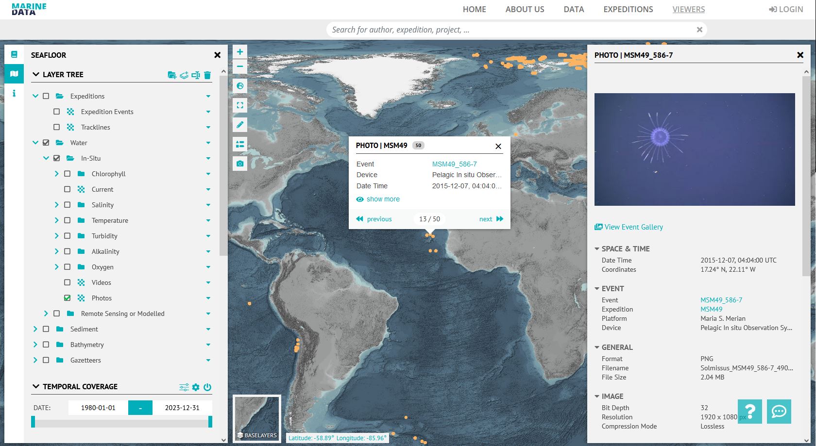 Marine-Data Viewer with Image Data