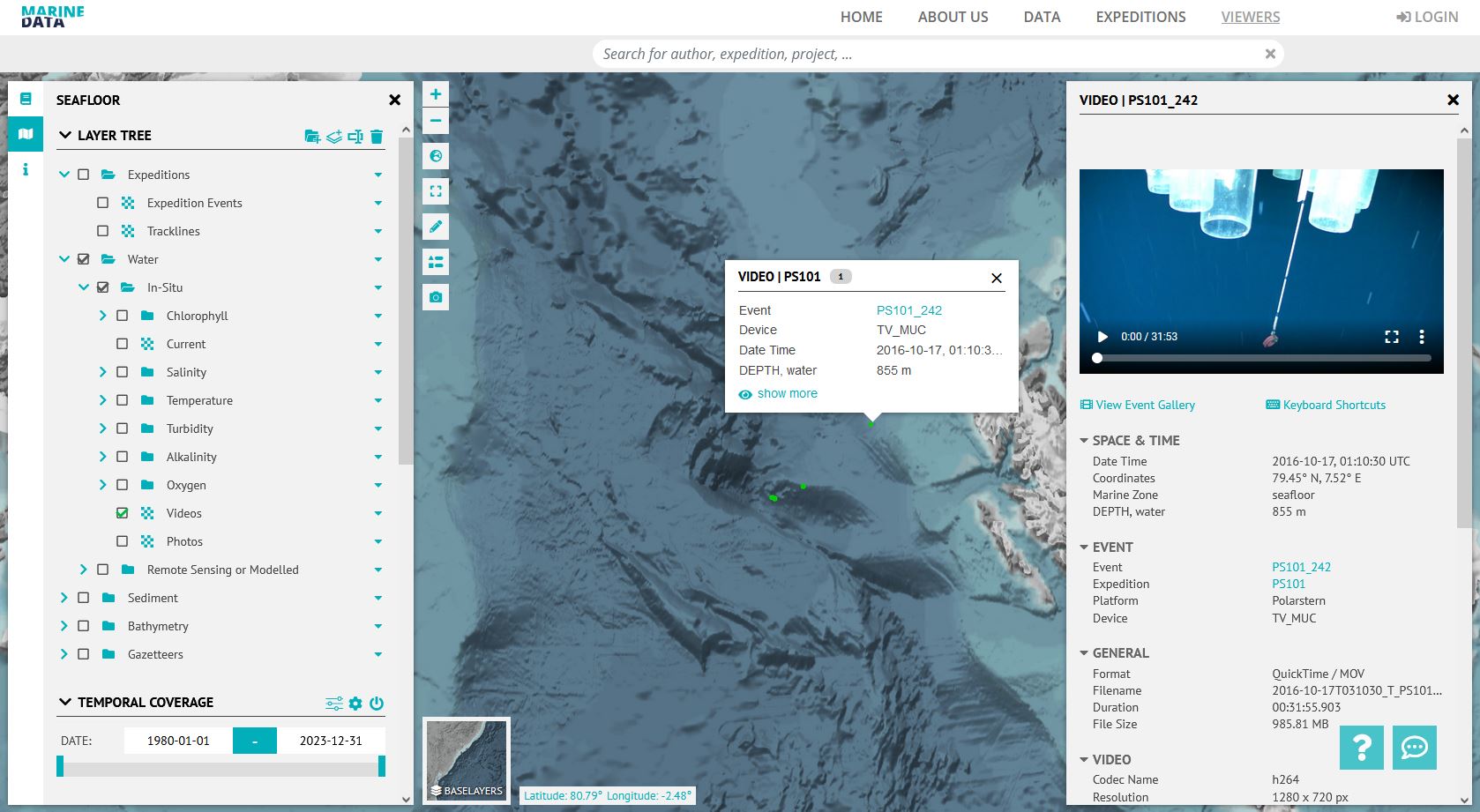 Marine-Data Viewer with Video Data